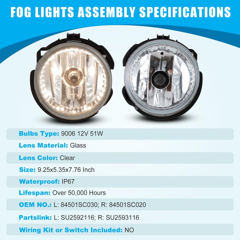 CPW Fog Lights Assembly Replacement for Subaru [2009 2010 2011 2012 2013 Forester] [2008-2010 Impreza WRX STI] Driving Fog Lights - Image 5